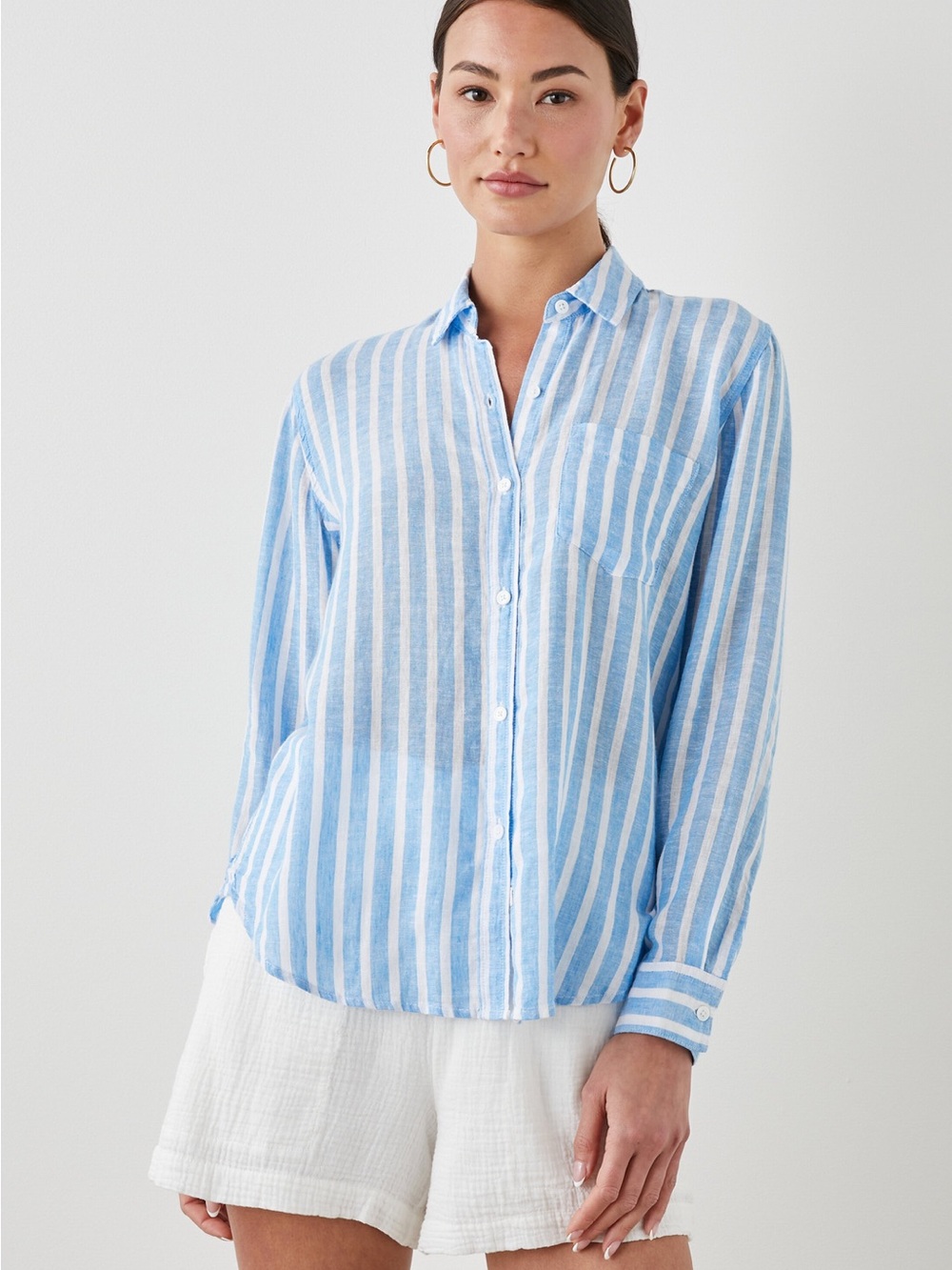 Rails Charli Blue and White Vertical Stripe Button-Down Shirt